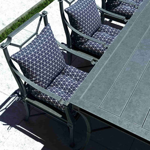 LVTXIII Outdoor U-Shape Tufted Seat Cushions 19”x19”x5”Geomentry Web Navy （Set of 2）
