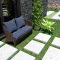 LVTXIII Outdoor U-Shape Tufted Seat Cushions 19”x19”x5”Geomentry Web Navy （Set of 2）
