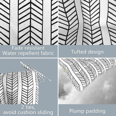 LVTXIII Outdoor High Back Patio Chair Cushion 44''X24''X4'' Herringbone White（Set of 2）