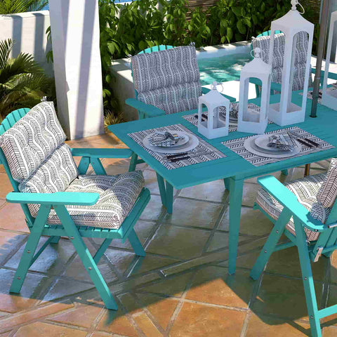 LVTXIII Outdoor High Back Patio Chair Cushion 44''X24''X4'' Herringbone White（Set of 2）