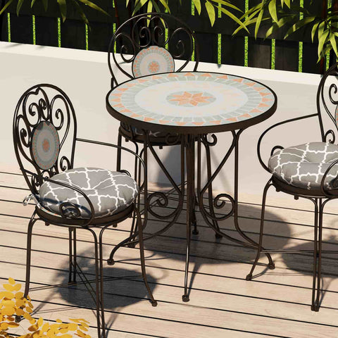 LVTXIII Outdoor Round Bistro Seat Cushions 15"x15"x4" Geomentry Grey（Set of 2）