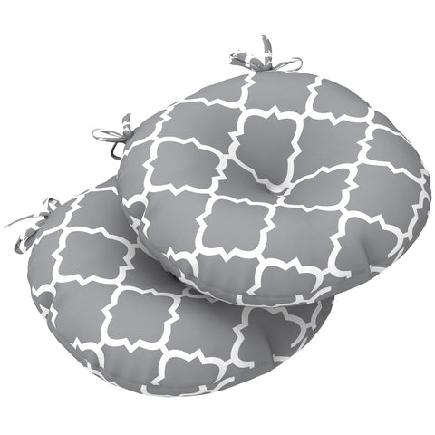 LVTXIII Outdoor Round Bistro Seat Cushions 15"x15"x4" Geomentry Grey（Set of 2）