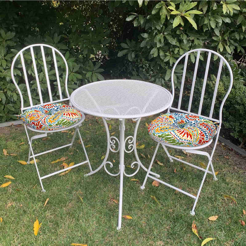 LVTXIII Outdoor Round Bistro Seat Cushions 15"x15"x4" Paisley Ummi Multi （Set of 2）