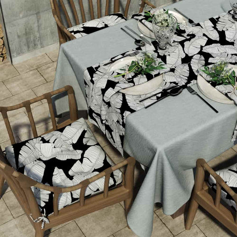 LVTXIII Outdoor Square Tufted Seat Cushions 19"x19"x5" Black Lush Leaf (Set of 2)