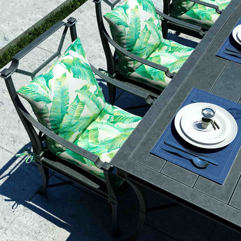 palm leaf seat cushion on table