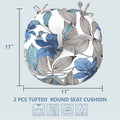 LVTXIII Outdoor Round Bistro Seat Cushions 15"x15"x4" Clemens Noir Blue （Set of 2）