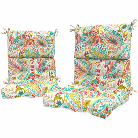 LVTXIII Outdoor High Back Patio Chair Cushion 44''X24''X4'' Pretty Paisley（Set of 2）