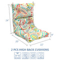 LVTXIII Outdoor High Back Patio Chair Cushion 44''X24''X4'' Pretty Paisley（Set of 2）