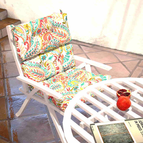 LVTXIII Outdoor High Back Patio Chair Cushion 44''X24''X4'' Pretty Paisley（Set of 2）