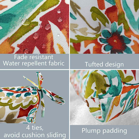 LVTXIII Outdoor High Back Patio Chair Cushion 44''X24''X4'' Pretty Paisley（Set of 2）