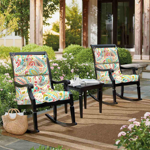 LVTXIII Outdoor High Back Patio Chair Cushion 44''X24''X4'' Pretty Paisley（Set of 2）