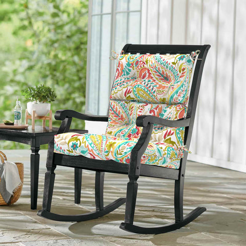 LVTXIII Outdoor High Back Patio Chair Cushion 44''X24''X4'' Pretty Paisley（Set of 2）