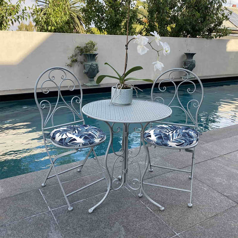 LVTXIII Outdoor Round Bistro Seat Cushions 15"x15"x4" Palm Blue （Set of 2）