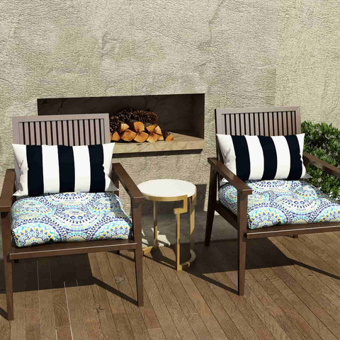 patio seat cushions blue with pillow