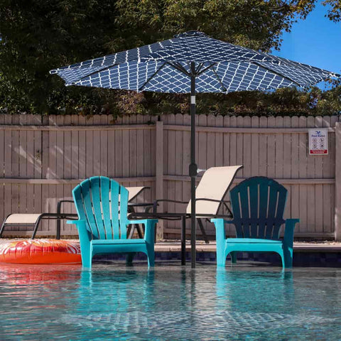 Patio Umbrella Geomentry Blue LVTXIII Outdoor