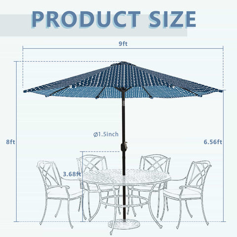 Patio Umbrella Tie-Dye Navy LVTXIII Outdoor