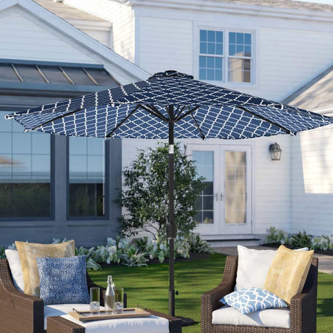 Patio Umbrella Geomentry Blue LVTXIII Outdoor
