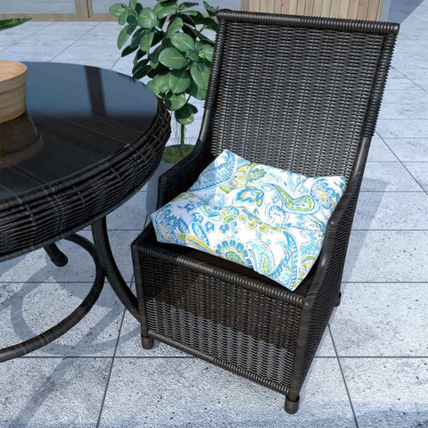 LVTXIII Outdoor Square Tufted Seat Cushions 19"x19"x5" Light Paisley (Set of 2)