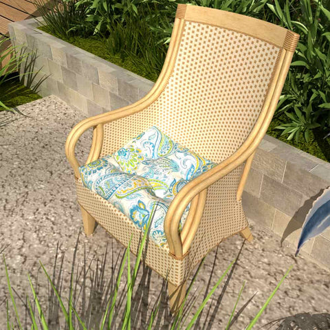 LVTXIII Outdoor Square Tufted Seat Cushions 19"x19"x5" Light Paisley (Set of 2)
