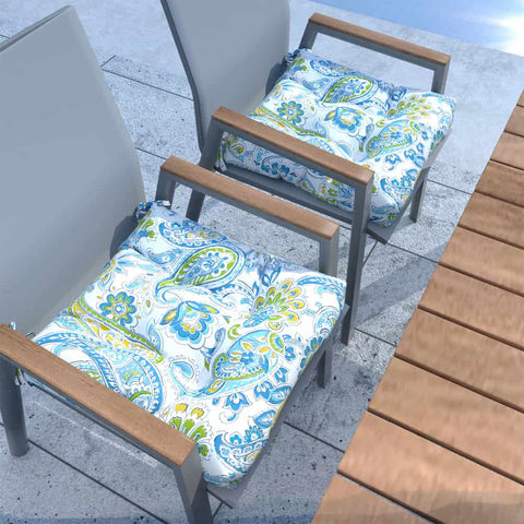 LVTXIII Outdoor Square Tufted Seat Cushions 19"x19"x5" Light Paisley (Set of 2)