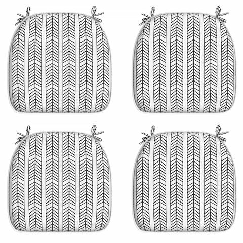 LVTXIII Outdoor Seat Cushions Patio Chair Pads 16"x17"  Herringbone Black White