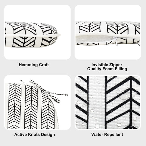 LVTXIII Outdoor Seat Cushions Patio Chair Pads 16"x17"  Herringbone Black White