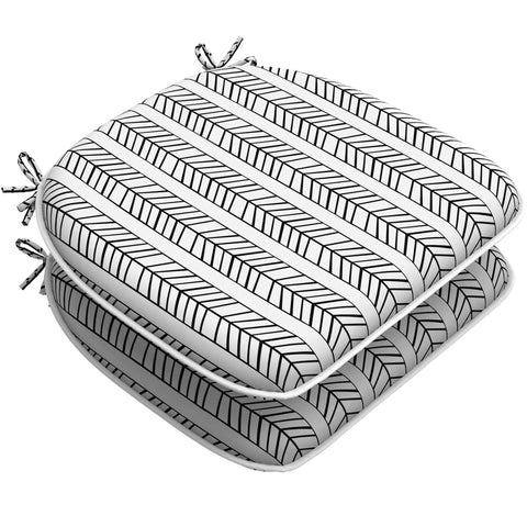 LVTXIII Outdoor Seat Cushions Patio Chair Pads 16"x17"  Herringbone Black White