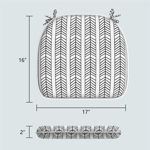 LVTXIII Outdoor Seat Cushions Patio Chair Pads 16"x17"  Herringbone Black White